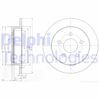 Billede af DELPHI BG3143 Bremseskiver 279 11 5 fuldstændigt olieret ubehandlet uden hjullejer, ABS sensorring CHEVROLET: Trans Sport
