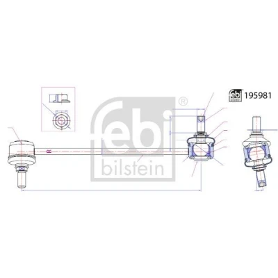 Billede af FEBI BILSTEIN 195981 Stabstag højre foraksel 230mm M10 x 1,25 med møtrikker Stål