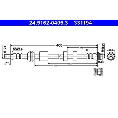 Billede af ATE 24.5162 0405.3 Bremseslange 405 M10x1 VOLVO: XC70 II Stationcar