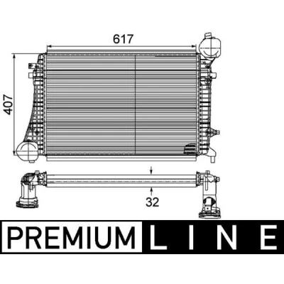 Billede af MAHLE ORIGINAL CI 167 000P Intercooler med sensor SEAT: Leon II Hatchback, AUDI: A3 Hatchback