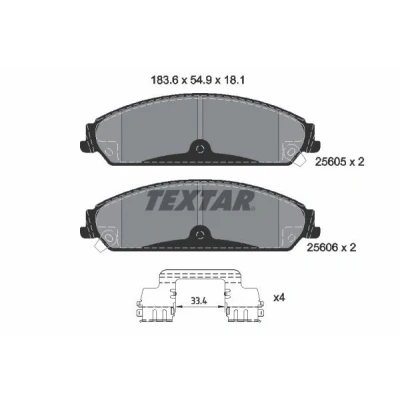 Billede af TEXTAR 2560501 Bremseklodser med akustisk advarsel for slid tilbehør CHRYSLER: 300C Touring, Sedan