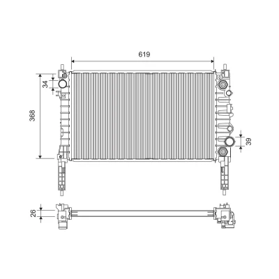 Billede af VALEO 701378 Radiator Aluminium 619mm 368mm 26mm uden kølemiddelregulering Loddet køleripper