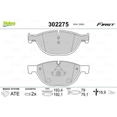 Billede af VALEO 302275 Bremseklodser foraksel med anti knirke plade BMW: 5 Touring, Sedan, 7