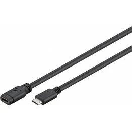 Billede af USB kabel 3.2 Gen 1 C Han Hun 60 W 4K@60Hz 5 Gbps Nikkelplateret 1.00 m Runde PVC Sort Label