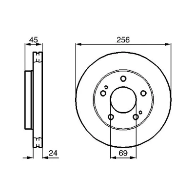 Billede af BOSCH 0 986 478 708 Bremseskiver 256 24 5 114,3 ventileret, indvendigt ventileret olieret