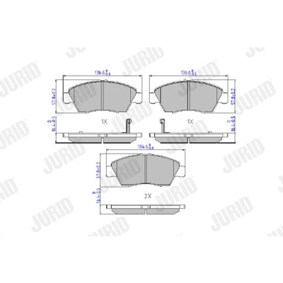 Billede af JURID 572340J Bremseklodser med akustisk advarsel for slid uden tilbehør HONDA: CIVIC 7 Hatchback, 6 Fastback