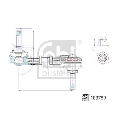 Billede af FEBI BILSTEIN 183789 Stabstag Bagaksel venstre, højre 102mm M10 x 1,25 med møtrikker FORD: Focus Mk4 Hatchback (HN) 1.5 EcoBoost