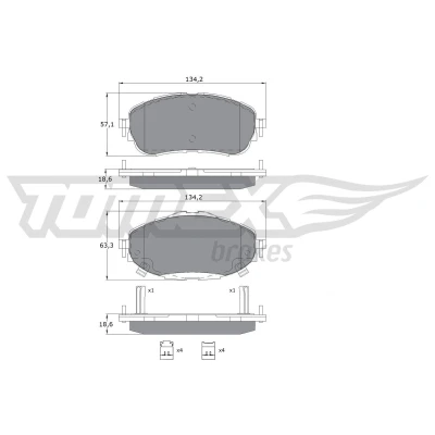 Billede af TOMEX brakes TX 16 99 Bremseklodser foraksel med akustisk advarsel for slid tilbehør TOYOTA: Auris Stationcar, Hatchback, Corolla X Sedan