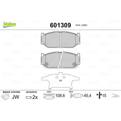 Billede af VALEO 601309 Bremseklodser foraksel Inkl. slidadvarselskontakt med anti knirke plade SUZUKI: SWIFT 4, 3