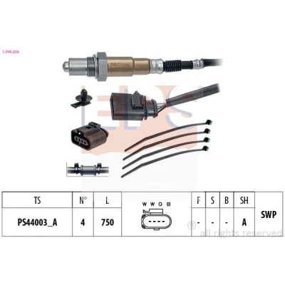 Billede af EPS 1.998.204 Lambdasonde Made in Italy OE Equivalent opvarmet, pladesonde, Gevind, forsmurt VOLKSWAGEN: GOLF 5, 6, Passat B6 Variant