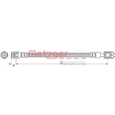 Billede af METZGER 4110891 Bremseslange 256 M10 x 1 SKODA: Octavia 2 Combi, II Hatchback, Superb Stationcar, VOLKSWAGEN: Touran I, GOLF 6