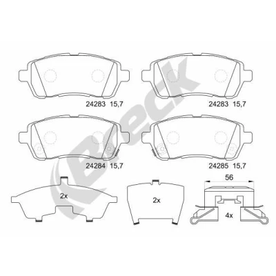 Billede af BRECK 24283 00 702 10 Bremseklodser med akustisk advarsel for slid FORD: Fiesta 6, 6 Van, Mk6 Sedan, MAZDA: 2 Hatchback, SUZUKI: SWIFT 4