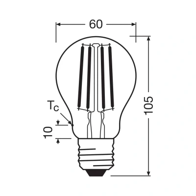 Billede af OSRAM LED glødepære E27 5W filament 2,700K 1055lm 2 pack