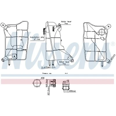 Billede af NISSENS 996304 Ekspansionsbeholder 1,4 uden kølemiddelstandssensor med låg CITROËN: C3 II, PEUGEOT: 207 Hatchback, CC