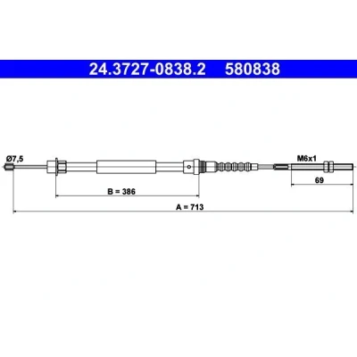 Billede af ATE 24.3727 0838.2 Håndbremsekabel 713