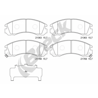 Billede af BRECK 21363 00 701 10 Bremseklodser med akustisk advarsel for slid MITSUBISHI: Lancer 8 Limousine, Outlander 3, 2 SUV, PEUGEOT: 4007