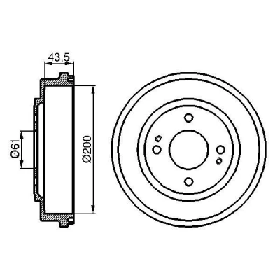 Billede af BOSCH 0 986 477 081 Bremsetromler 239 bagaksel HONDA: CIVIC 6 Hatchback
