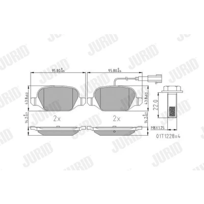 Billede af JURID 573400J Bremseklodser Inkl. slidadvarselskontakt med tilbehør FIAT: 500 Hatchback, C Cabriolet, ABARTH: / 595 695 Hatchback