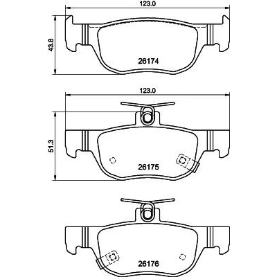 Billede af HELLA 8DB 355 040 101 Bremseklodser Inkl. slidadvarselskontakt MAZDA: 3 Hatchback, CX 30, Sedan