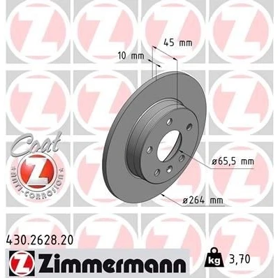 Billede af ZIMMERMANN COAT Z 430.2628.20 Bremseskiver 264 10 6/5 5 110 fuldstændigt coatet OPEL: Zafira B