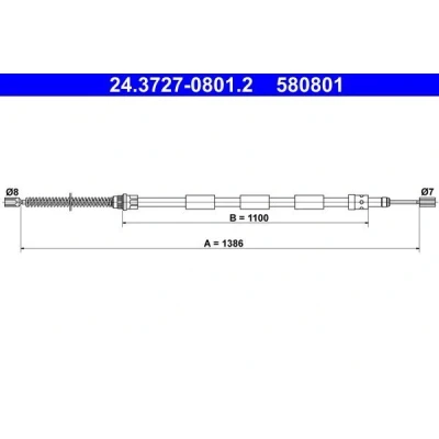 Billede af ATE 24.3727 0801.2 Håndbremsekabel 1386 PEUGEOT: 205 II Hatchback