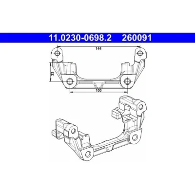 Billede af ATE 11.0230 0698.2 Bremsekaliber Holder FORD: Focus 2 Kombi, Limousine, 2, MAZDA: 5, VOLVO: C30