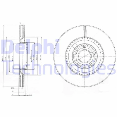 Billede af DELPHI BG9003 Bremseskiver 345 30 5 ventileret olieret ubehandlet uden hjullejer, ABS sensorring AUDI: A4 B8 Avant, B7 B6 Avant
