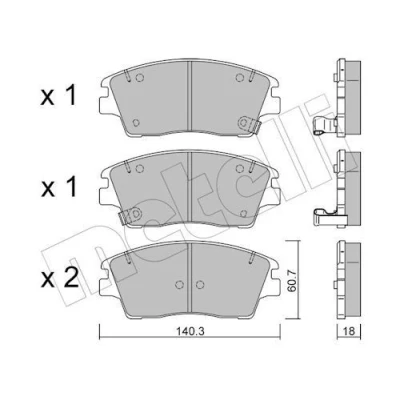 Billede af METELLI 22 1164 0 Bremseklodser med akustisk advarsel for slid HYUNDAI: Tucson, KIA: Sportage IV