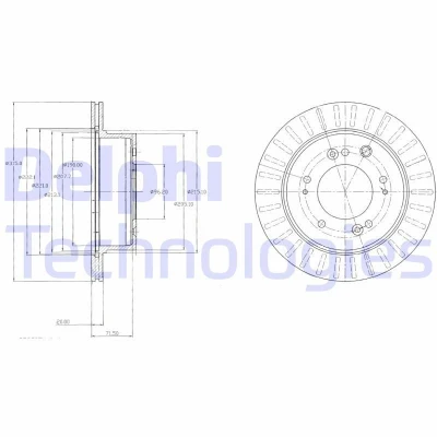 Billede af DELPHI BG4331 Bremseskiver 315 20 5 ventileret olieret ubehandlet uden hjullejer, ABS sensorring KIA: SORENTO 1