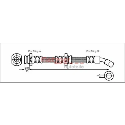 Billede af METZGER 4114791 Bremseslange 465 M10 x 1