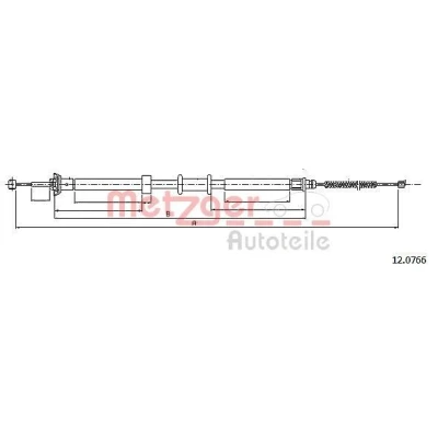 Billede af METZGER 12.0766 Håndbremsekabel bagved til højre 1437 / 1166 COFLE FIAT: Panda III Hatchback