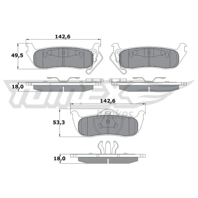 Billede af TOMEX brakes TX 15 48 Bremseklodser bagaksel med akustisk advarsel for slid JEEP: GRAND CHEROKEE 3, Commander