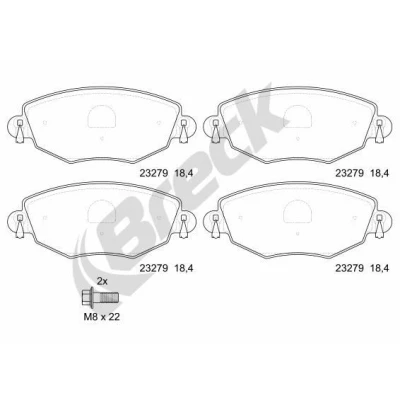 Billede af BRECK 23279 00 701 10 Bremseklodser Ikke forberedt til slidindikator FORD: MONDEO 3 Kombi, 3, Stufenheck, JAGUAR: X Type Stationcar