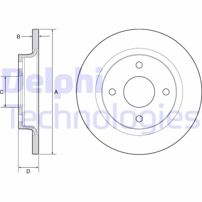 Billede af DELPHI BG4954C Bremseskiver 253 12 4 fuldstændigt coatet ubehandlet uden hjullejer, ABS sensorring FORD: FIESTA 7
