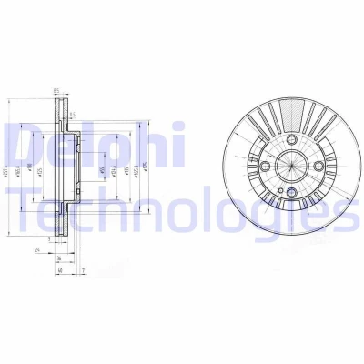 Billede af DELPHI BG3509 Bremseskiver 258 24 4 ventileret olieret ubehandlet uden hjullejer, ABS sensorring MAZDA: 323 F 6