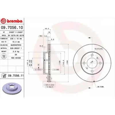 Billede af BREMBO COATED DISC LINE 09.7056.11 Bremseskiver 236 18 4 indvendigt ventileret coatet MITSUBISHI: Carisma Hatchback, Sedan