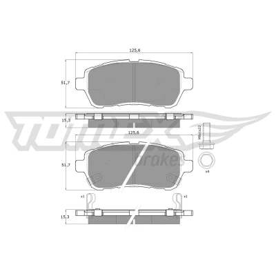 Billede af TOMEX brakes TX 16 47 Bremseklodser foraksel med akustisk advarsel for slid SUZUKI: Baleno II Hatchback, SWIFT 4, 5, MAZDA: 2 Hatchback