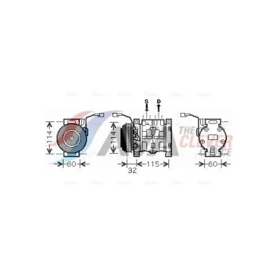 Billede af AVA COOLING SYSTEMS SZAK110 Kompressor 10S13C 12V PAG 46 R134a med kompressorolie, magnetkobling, uden diode