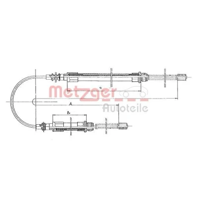 Billede af METZGER 1171.1 Håndbremsekabel bag 2565, 697/697 Tromlebremse COFLE FIAT: Ducato I Ladvogn/Chassis