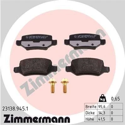 Billede af ZIMMERMANN 23138.945.1 Bremseklodser med skruer Billede svarer til leveringsomfang MERCEDES BENZ: A klasse, B Vaneo