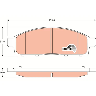 Billede af TRW COTEC GDB3435 Bremseklodser Ikke forberedt til slidindikator MITSUBISHI: L200 / Triton IV Pick up, Ladvogn Chassis