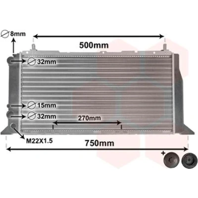 Billede af VAN WEZEL *** IR PLUS 03002026 Radiator Aluminium 600 307 44 med pakning afdækningspropper Mekanisk fuget køleripper AUDI: 80 B3