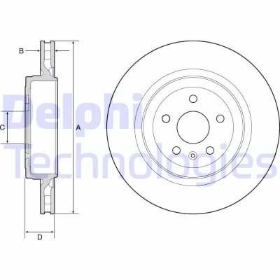 Billede af DELPHI BG9221C Bremseskiver 365 28 5 ventileret coatet højkarboniseret uden hjullejer, ABS sensorring TESLA: Model S