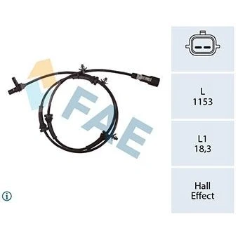 Billede af FAE 78435 ABS Sensor med kabel Hall princip 2 1153 NISSAN: Qashqai / Qashqai+2 I
