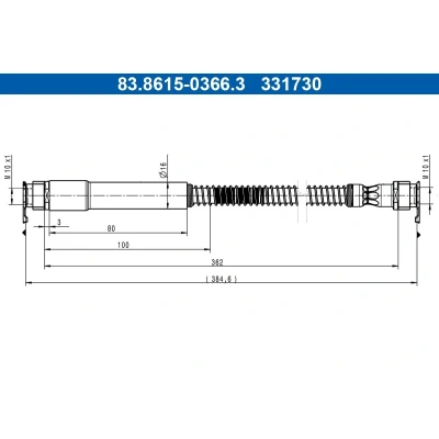 Billede af ATE 83.8615 0366.3 Bremseslange 362mm