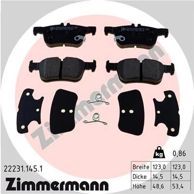 Billede af ZIMMERMANN 22231.145.1 Bremseklodser med akustisk advarsel for slid Billede svarer til leveringsomfang FORD: Mondeo 5, S Max Mk2, 5 Kombi