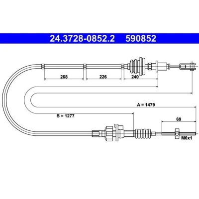 Billede af ATE 24.3728 0852.2 Koblingskabel PEUGEOT: 107 Hatchback, CITROËN: C1 I