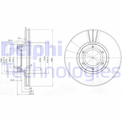 Billede af DELPHI BG3553 Bremseskiver 280 24 6 ventileret olieret ubehandlet uden hjullejer, ABS sensorring OPEL: Movano A Bus
