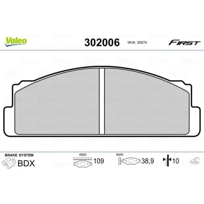 Billede af VALEO 302006 Bremseklodser FIRST bagaksel Ekskl. slidadvarselskontakt uden anti knirke plade FIAT: X 1/9, 125 Sedan, 124 Sedan