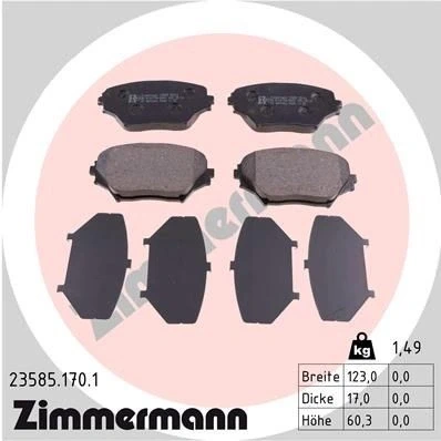 Billede af ZIMMERMANN 23585.170.1 Bremseklodser Billede svarer til leveringsomfang TOYOTA: RAV4 II SUV